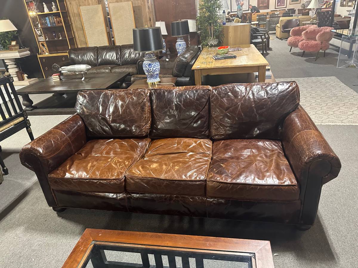 Restoration hardware lancaster leather sofa discount